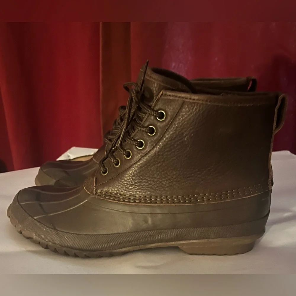 New Men's Heritage duck boots in tumbled leather For Dark Earth Multi, Size 10